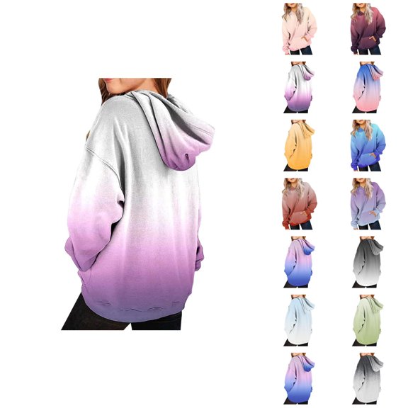 Hoodie for Girls Cute Hoodies For Teen Girls Trendy Preppy Hooded Sweatshirts Oversized Long Sleeve Shirts Gradient Clothes For Girls Girls Fashion