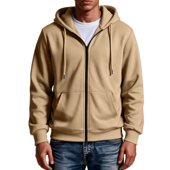 Hoodie for Man Casual Fashionable Long Sleeved Hooded Pocket Top Long Sleeve Zip Up Hooded Sweatshirts