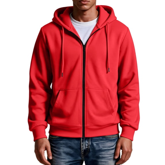 Hoodie for Man Casual Fashionable Long Sleeved Hooded Pocket Top Long Sleeve Zip Up Hooded Sweatshirts