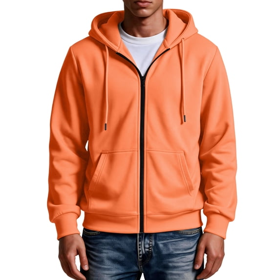 Hoodie for Man Casual Fashionable Long Sleeved Hooded Pocket Top Long Sleeve Zip Up Hooded Sweatshirts