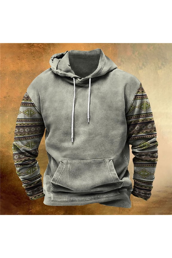 Hoodie for Man Comfortable Loose Heart Pattern Printed Pullover Hooded Pocket Drawstring Sweatshirts