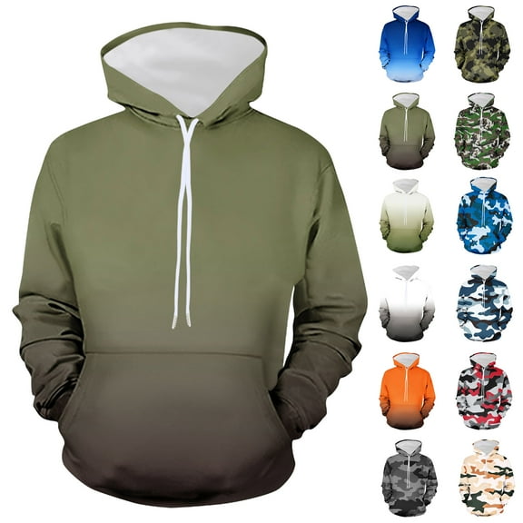 Hoodie for Man Gradient Non Positioning Printed Pullover Casual Long Sleeved Sweatshirts