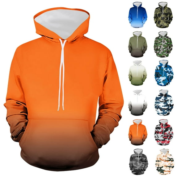 Hoodie for Man Gradient Non Positioning Printed Pullover Casual Long Sleeved Sweatshirts