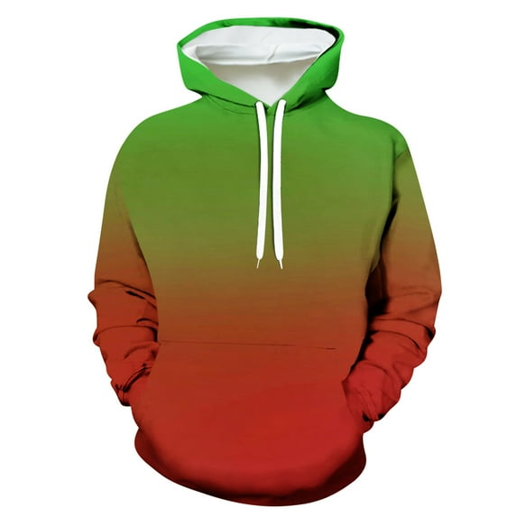 Hoodie for Men Color Gradient 3D Print Drawstring Pullover Hooded Sweatshirt Crewneck Long Sleeve Daily Jumper (L, Green)