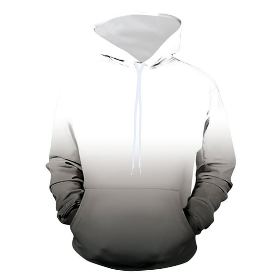 Hoodie for Men Color Gradient 3D Print Drawstring Pullover Hooded Sweatshirt Crewneck Long Sleeve Daily Jumper (XXXXL, Gray)