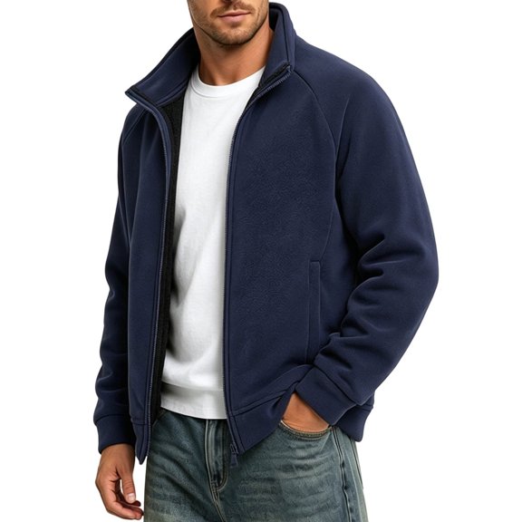 Hoodie for Men Ofreoo And Winter Men's Fleece-Lined Thickened Sweatshirt Trendy Loose Solid Color Casual Fashion Jacket Fleece Fleece Jacket