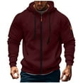 thumbnail image 1 of Hoodie for Men Vintage Trucker Hoodies Long Sleeve Sweatshirts Zip up Fleece Sweat Shirts Tactical Jackets 2025 Wine XXXL (Size S-3XL), 1 of 5