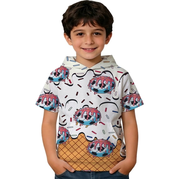 Hoodie for Toddler Boys Short Sleeve Casual Pullover Top with Pocket Pullover Shirts ,Size 4-5T , White