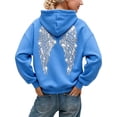 thumbnail image 1 of Hoodie for Women Drawstring Pullover Rhinestone Angel Wings Back Print Solid Casual Long Sleeve Hooded Sweatshirt for Daily Fall Winter Wear, 1 of 6