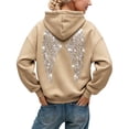 thumbnail image 1 of Hoodie for Women Drawstring Pullover Rhinestone Angel Wings Back Print Solid Casual Long Sleeve Hooded Sweatshirt for Daily Fall Winter Wear, 1 of 6