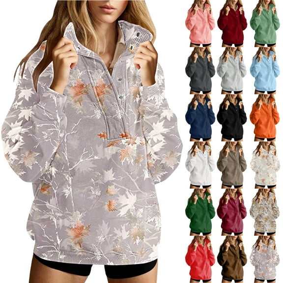 Hoodie for Women Half Zip Sweatshirts Hoodies Oversized Sweatshirts Long Sleeve Stand Collar Pullover Fall Trendy Clothes