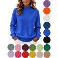 thumbnail image 1 of Women's Mock Neck Sweatshirt Sweater Long Sleeve Loose Comfy Soft Knit Pullover Casual Basic Tops, 1 of 7