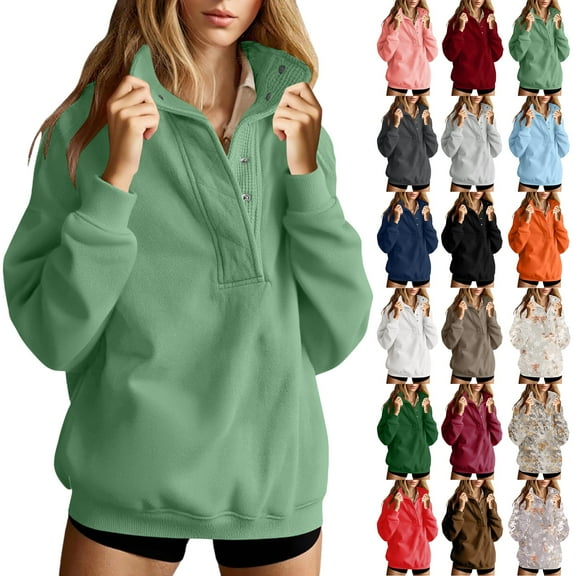 Hoodie for Women Half Zip Sweatshirts Hoodies Oversized Sweatshirts Long Sleeve Stand Collar Pullover Fall Trendy Clothes