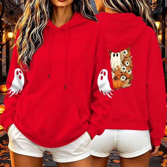 Hoodie for Women Halloween Pumpkin Long Sleeve Shirt Fall Pullover Top
