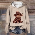 thumbnail image 1 of Hoodie for Women Highland Cow Graphic Pullover Hooded Sweatshirt Long Sleeve Streetwear Casual Top Fall Spring Outfits Khaki XL, 1 of 3