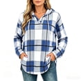 thumbnail image 1 of Hoodie for Women Long Sleeve Plaid Fall Winter Casual Sweatshirt Mid Length Drawstring Detail Relaxed Fit Stylish Everyday Sweatshirts, 1 of 9