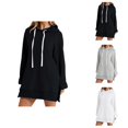 thumbnail image 1 of Hoodie for Women Oversized Womens Sweatshirt Casual Cropped Zip Up Long Sleeve Solid Color Pocket Dress For Loose Fit With Hood Fall Winter Fashion, 1 of 5