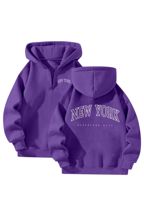 Hoodie for Women - Women's Casual Zip Up Bow Print Pullover Hoodie Soft Outerwear for Everyday Wear,Dark Purple