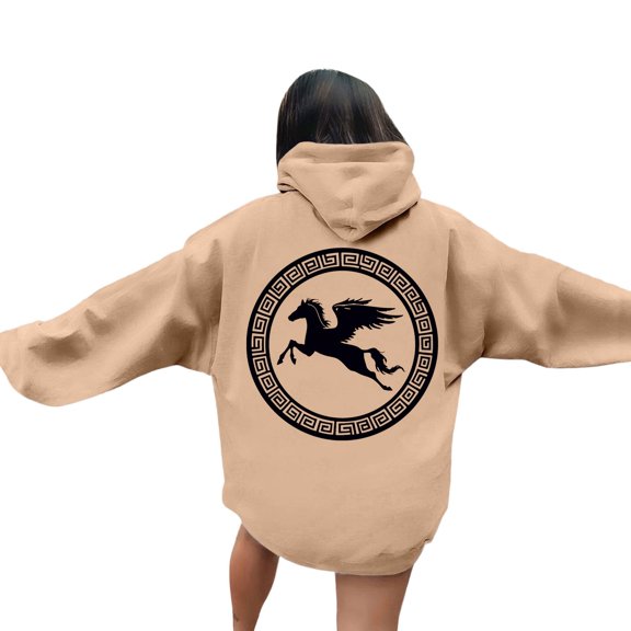 Hoodie for Women - Women's Ocean Themed Graphic Print Hooded Pullover Sweatshirt Casual Comfortable Streetwear Long Sleeve Top,Brown