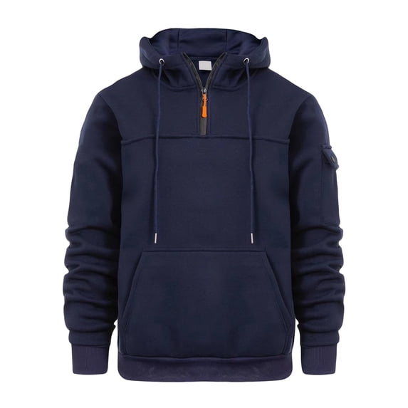 Hoodie with Big Pocket Decoration Men's Retro Thin Loose Hoodie with Big Pocket Drawstring Fall Winter Casual Sport Top Workwear Style Hoodie