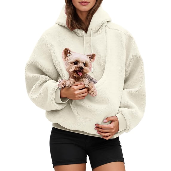 Hoodie with Cat Dog Pouch Pet Carrier Hoodies Kangaroo Pocket Hooded Sweatshirts for Puppy Kitten Holder