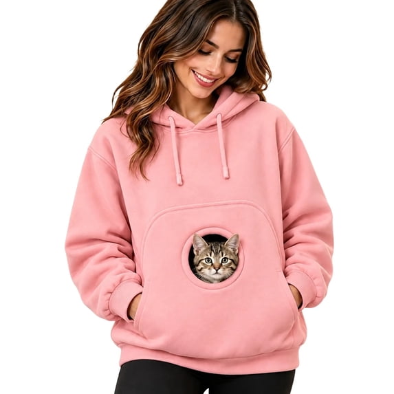 Hoodie with Dog Pouch Oversized Pet Hoodies Carrier Large Pocket Hooded Sweatshirt Big Size Front Dog & Cat Carrier Sweatshirts