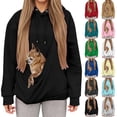 thumbnail image 1 of Hoodie with Dog Pouch Oversized Pet Hoodies Carrier Large Pocket Hooded Sweatshirt for Puppy Kitten Dogs Holder Black S, 1 of 7