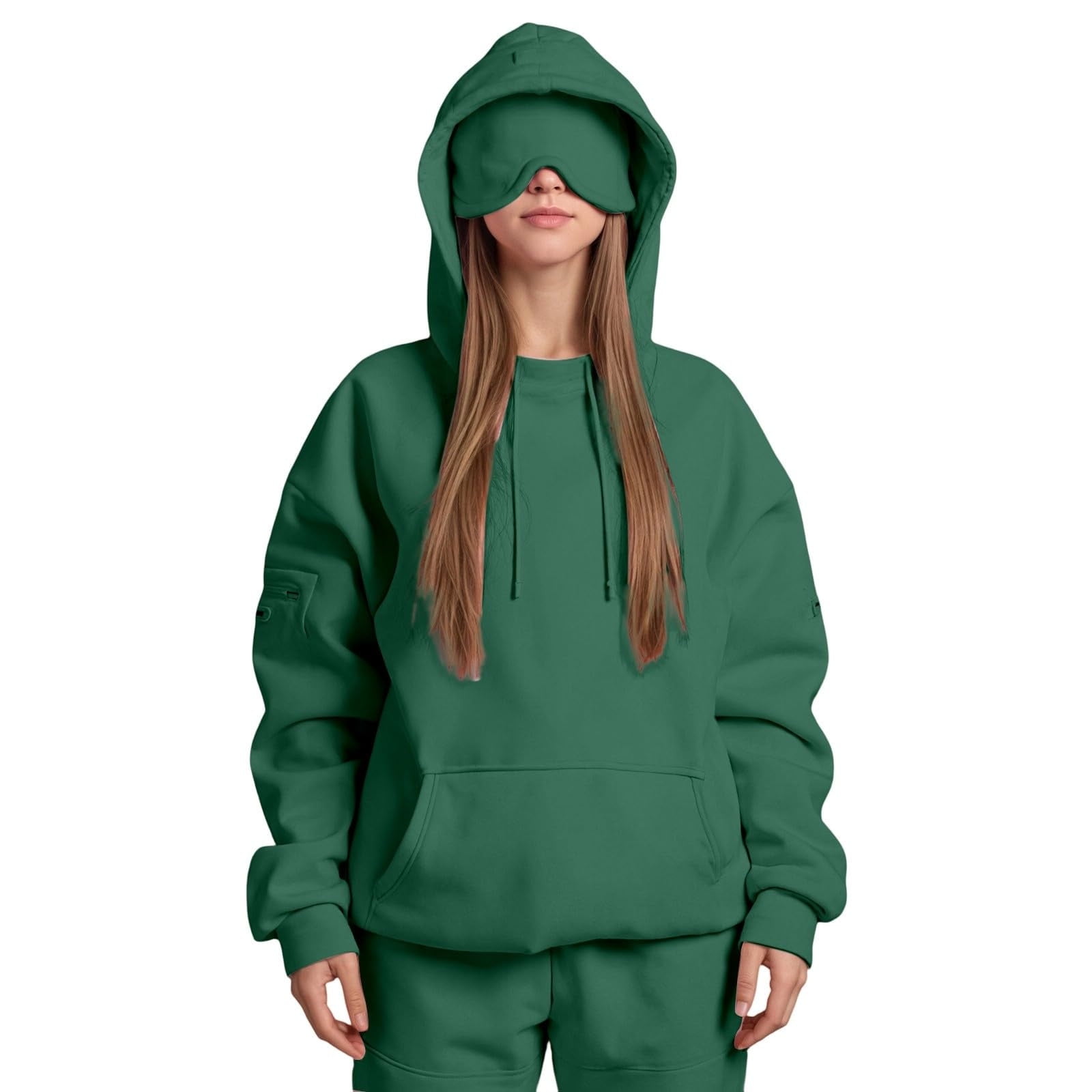 Kapuzenpullover Mit Schlafmaske - Reise Hoodie Mit Versteckten Taschen