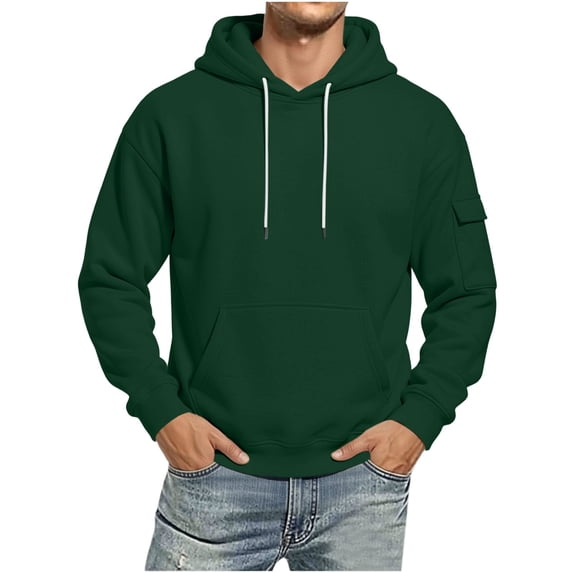Hoodie with Pocket for Men Ghalytn Sleeve Cargo Sweatshirt - Casual Fleece Pullover Top