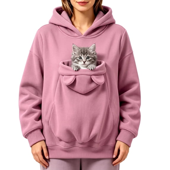 Hoodie with Pouch Cat Pet Holder Sweatshirts Pet Pouch Hoodie for Women Cat Dog Carrier Hoodies Carrying Pet Pocket Dog Sweatshirt