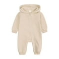 thumbnail image 1 of Hoodies Baby Girls Boys Clothes Romper Casual Hoody Long Sleeve Bear Ears Jumpsuit Pullover Zipper Overalls Outerwear Outfits Beige,6-9 Months, 1 of 7