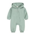 thumbnail image 1 of Hoodies Baby Girls Boys Clothes Romper Casual Hoody Long Sleeve Bear Ears Jumpsuit Pullover Zipper Overalls Outerwear Outfits Green,6-9 Months, 1 of 7