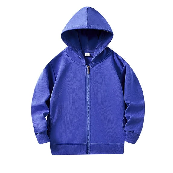 Hoodies - Baby Kids Zipper Hoodie Long Sleeve Solid Sweatshirt Pocket Pullover Soft Top Unisex Comfort Everyday Casual Wear - Essentials Hoodie,Color:Blue,Size:4-5 Years