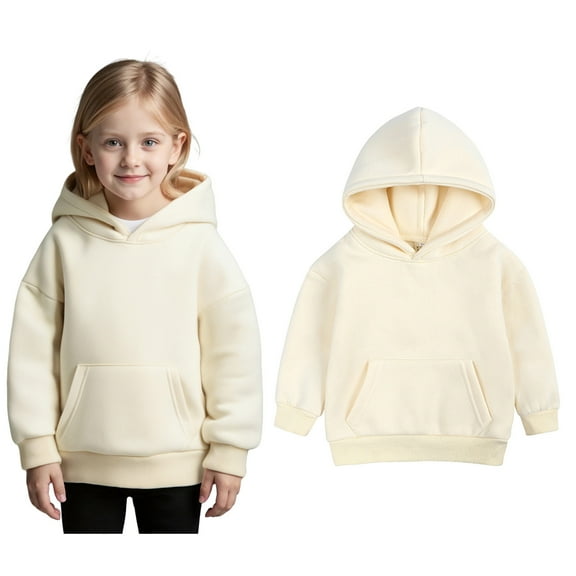 Hoodies Beige Hoodie Long Sleeve Lightweight Pullover Tops Loose Sweatshirt Fall Winter Clothes Baby Girls Clothes 6-7 Years Boys Girls Fashion