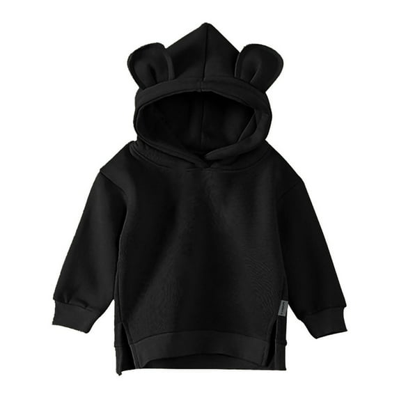 Hoodies Boys Black Pullover Hooded Casual Long Sleeve Sweatshirts Jackets Winter Clothes 18-24 Months Boys Clothes