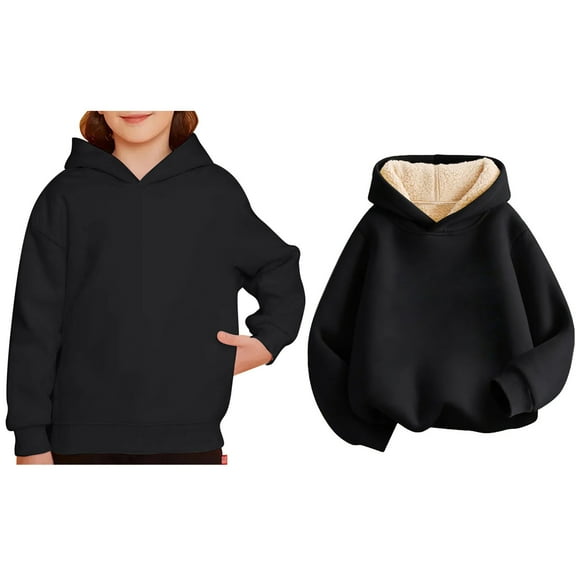 Hoodies Black Hoodies Long Sleeve Pullover Hoodie Sweatshirt Winter Clothes Girl Clothes 11-12 Years Boys Girls Fashion