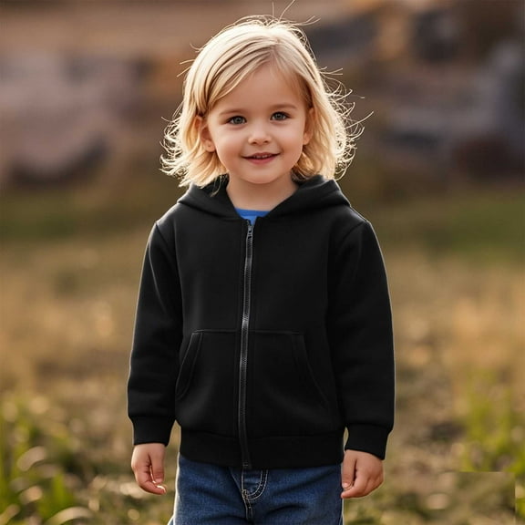 Hoodies Black Zip up Hoodie Casual Long Sleeve Hoodies Fall Winter Clothes 18-24M Toddler Girl Clothes
