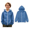 thumbnail image 1 of Hoodies Blue Full Zipper Hoodie Long Sleeve Lightweight Pullover Tops Loose Sweatshirt Fall Winter Clothes 7-8 Years Boys Clothes Boys Girls Fashion, 1 of 7