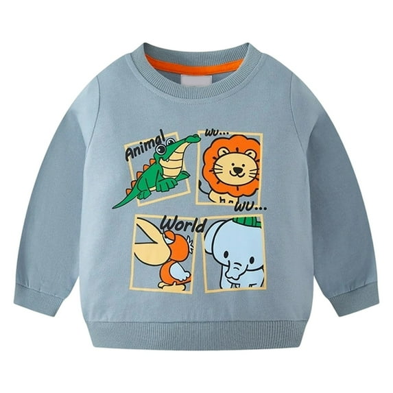 Hoodies Boys Animals Hoodies Boys Sweatshirts Winter Pullover Long Sleeve Boys Sweatshirts Light Blue 4 Years-5 Years