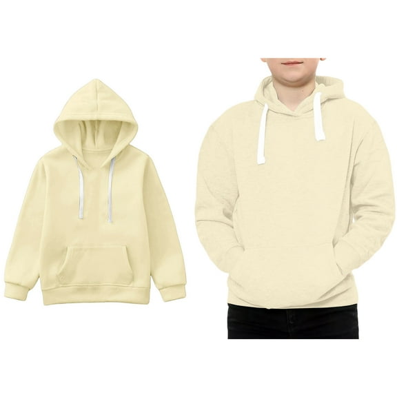 Hoodies Boys Beige Hooded Long Sleeve Lightweight Pullover Tops Loose Sweatshirt Fall Clothes Kids Clothes Girls Size 4-5 Years Boys Girls Fashion