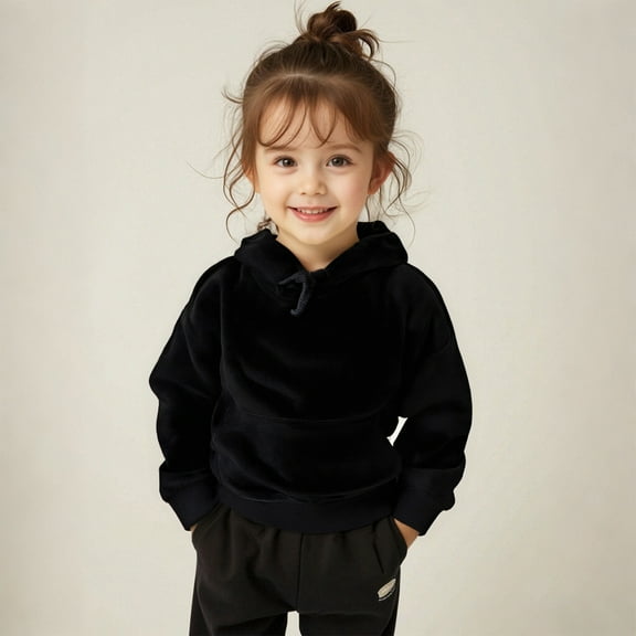 Hoodies Boys Black Hoodie Long Sleeve Soft Sweatshirts Top Fall Clothes Baby Girls Clothes 3T
