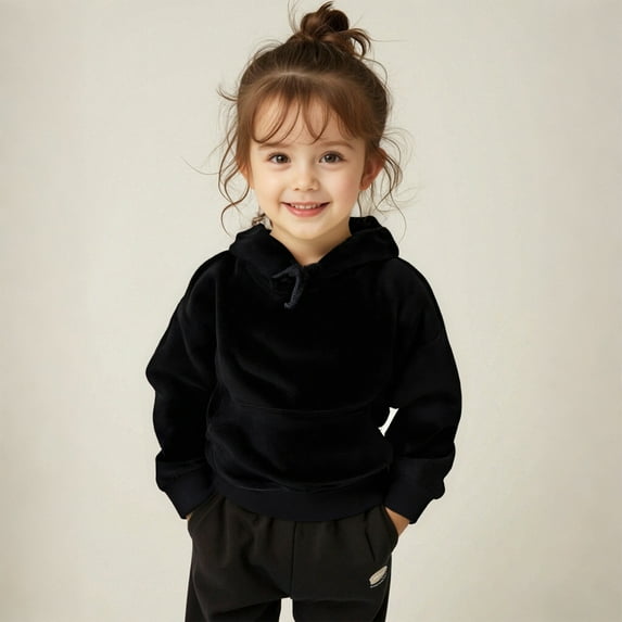 Hoodies Boys Black Hoodie Long Sleeve Soft Sweatshirts Top Fall Clothes Baby Girls Clothes 3T