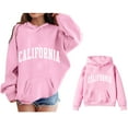 thumbnail image 1 of Hoodies Boys City Name Letter Print Pink Hooded Casual Long Sleeve Sweatshirts Winter Clothes Baby Girls Clothes 7-8 Years, 1 of 4