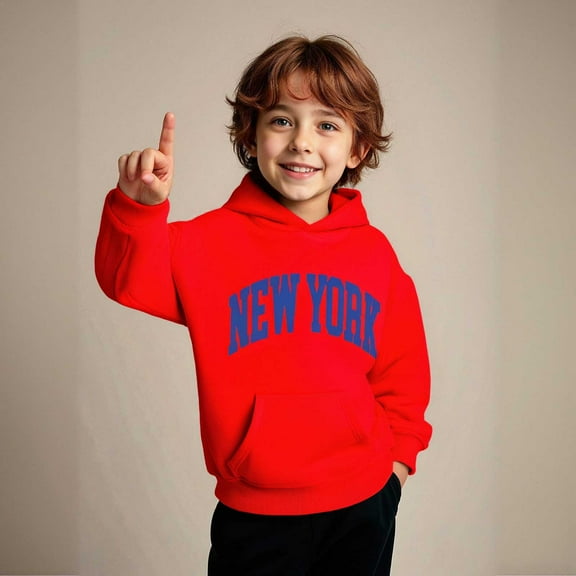 Boys Hoodies Kids City Name Letter Print Red Hoodies Long Sleeve Pullover Hoodie Sweatshirt Fall Winter Clothes Kids Clothes Girls Size 4T