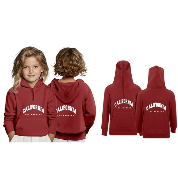 Hoodie Kids City Name Letter Print Red Hoodies Long Sleeve Lightweight Pullover Tops Loose Sweatshirt Winter Clothes 3T Girls Clothes