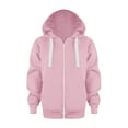 thumbnail image 1 of Hoodies - Boys Girls Zipper Hoodie Solid Color Long Sleeve Jacket Pocket Sweatshirt Top Warm Casual Outerwear Winter Play - Essentials Hoodie,Color：Pink,Size：7-8 Years, 1 of 5