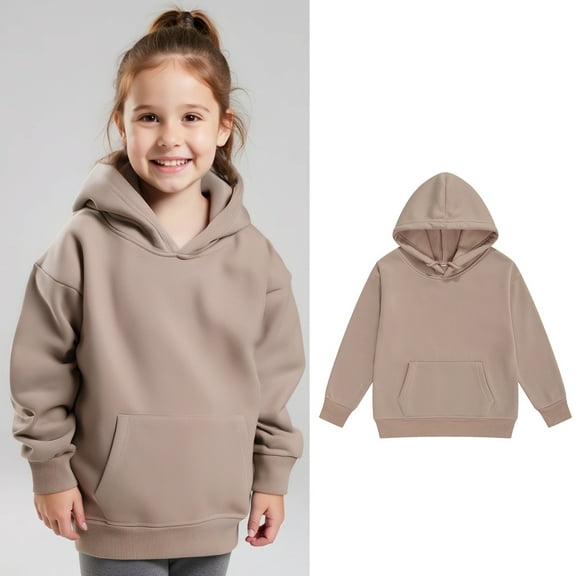 Hoodies Boys Khaki Hoodies Long Sleeve Soft Sweatshirts Top Winter Clothes Girls Clothes 6-7 Years