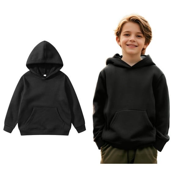 Hoodies Boys Kids Black Hooded Casual Long Sleeve Classic Hoodie Fall Clothes r Girl Clothes 13-14 Years Boys Girls Fashion