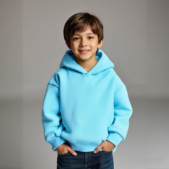 Hoodies Boys Kids Blue Hoodies Long Sleeve Lightweight Pullover Tops Loose Sweatshirt Fall Winter Clothes 2-3 Years Boy Clothes Boys Girls Fashion