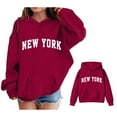 thumbnail image 1 of Girls Hoodie City Name Letter Print Red Hooded Casual Long Sleeve Hoodies Winter Clothes Kids Clothes Girls Size 9-10 Years, 1 of 5